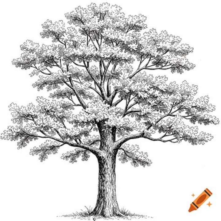 Capturing Nature's Majesty: A Small Simple Sketch of Oak Tree