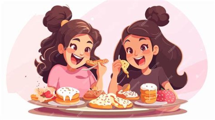 Delightful Moments: A Two Girls Eating Breakfast Drawing