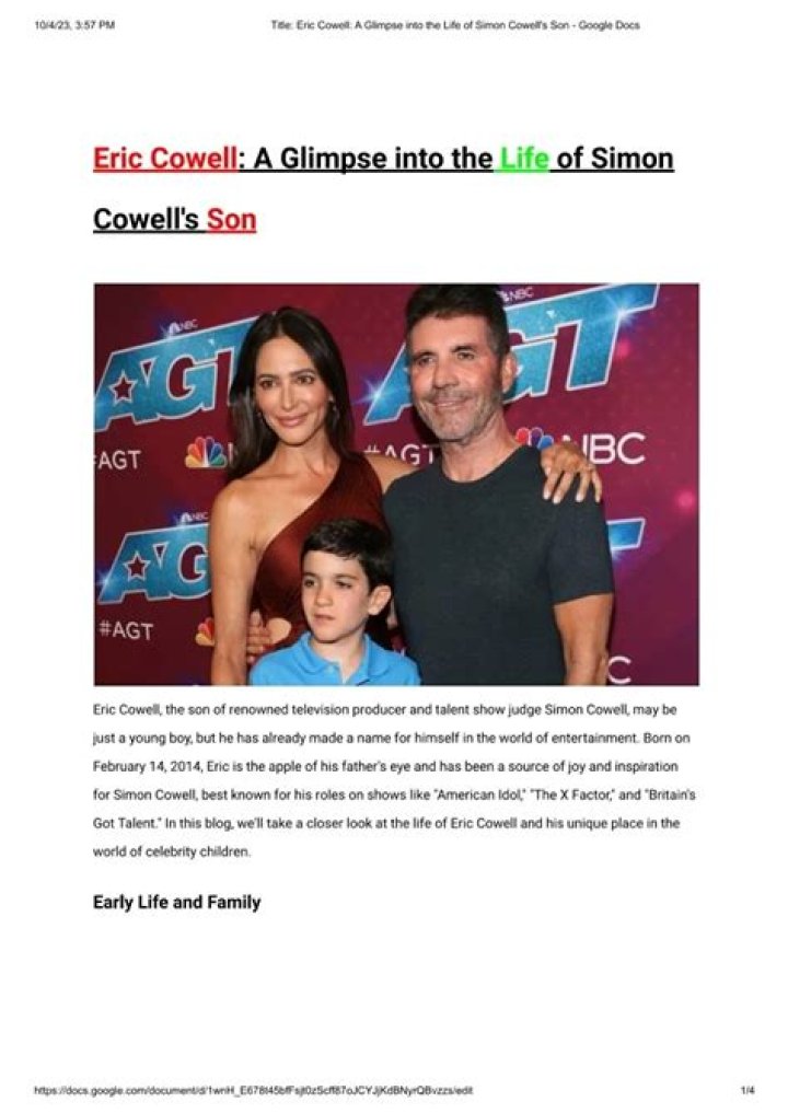 Discovering the Life of Simon Cowell's Son