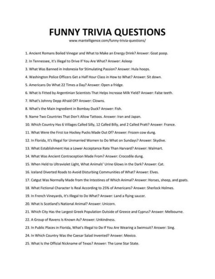 Fun Facts &amp; Laughs: Humorous Trivia Questions for Everyone
