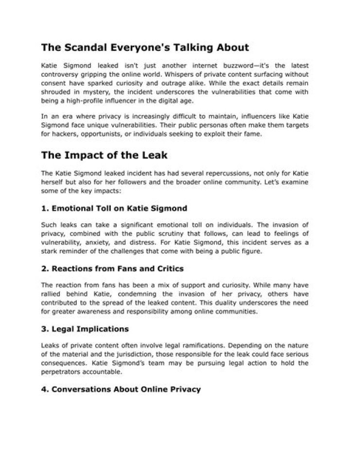 Katie Sigmond Leaked: The Unfolding Story Behind the Controversy