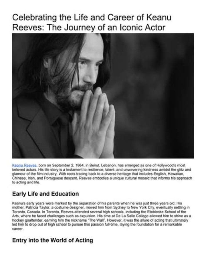 Keanu Reeves: The Journey of an Iconic Actor