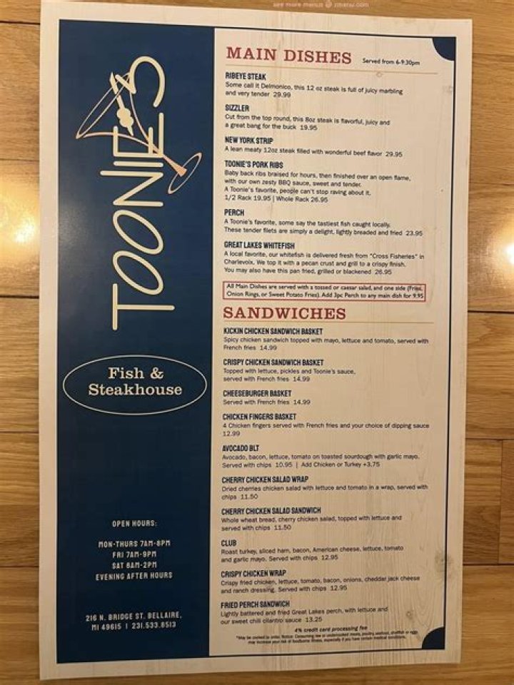 Savor the Delights: Toonies Menu Unveiled