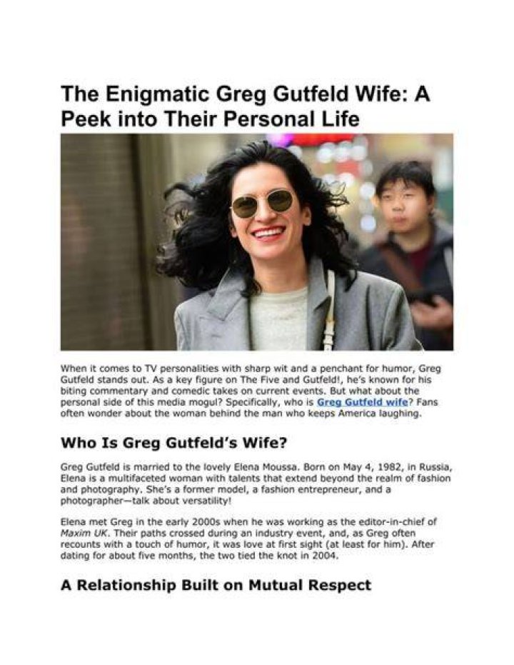 The Enigmatic Life of Greg Gutfeld's Wife