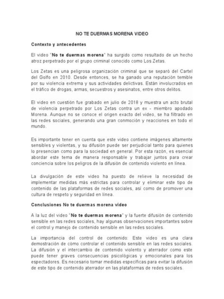 Video de No Te Duermas Morena: Un Análisis Profundo